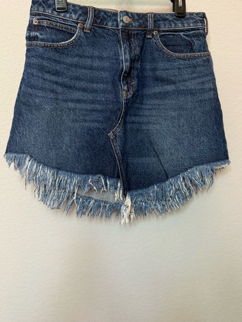 We The Free Dark Blue Frayed Hem Mini Skirt